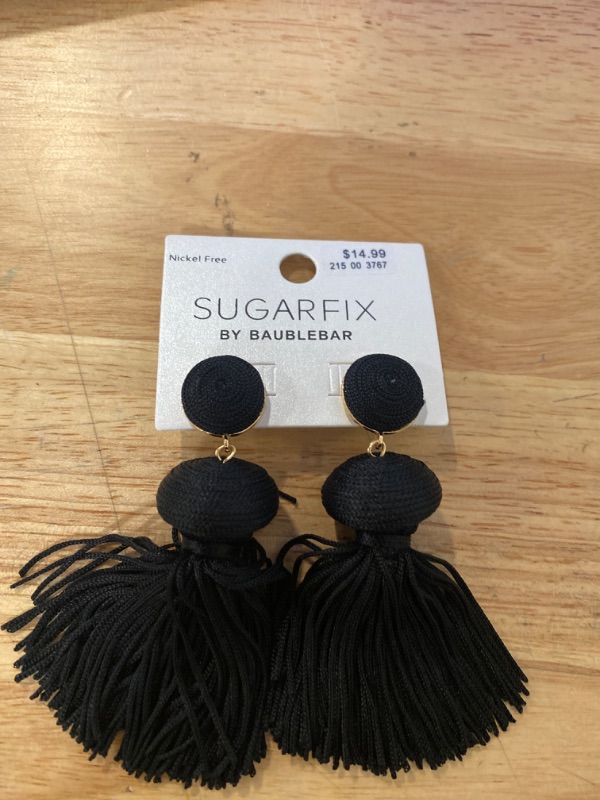 Photo 2 of SUGARFIX by BaubleBar Tassel Statement Earrings - Black
