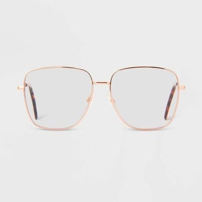 Photo 1 of Women's Satin Metal Square Blue Light Filtering Reading Glasses - Universal Thread™ Gold 2.5
