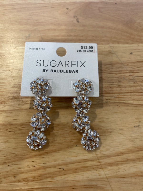 Photo 2 of SUGARFIX by BaubleBar "Crystal Cluster" Statement Drop Earrings - Gold
