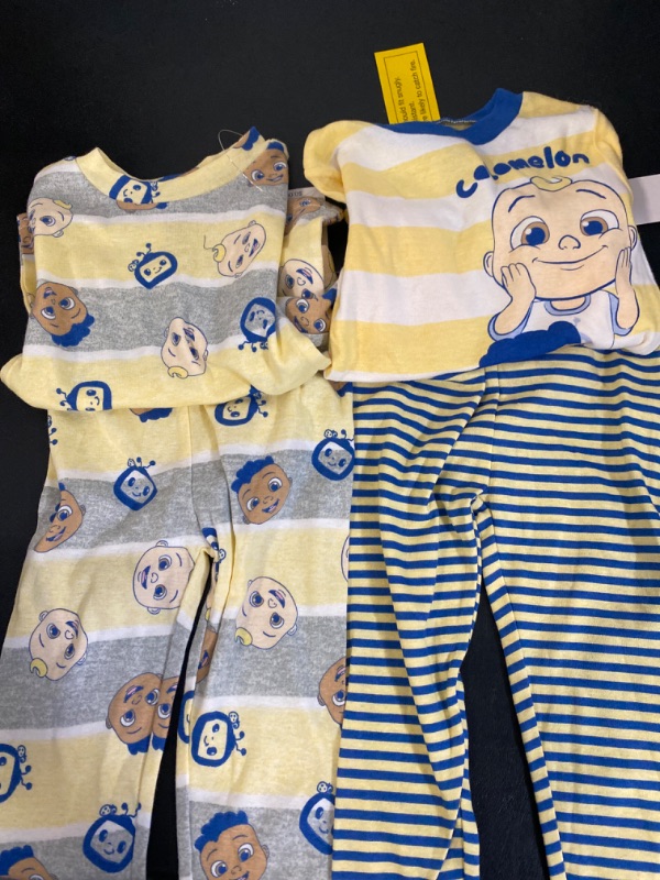 Photo 2 of Toddler Boys' 4pc Cocomelon Striped Snug Fit Pajama Set - Yellow 3T
