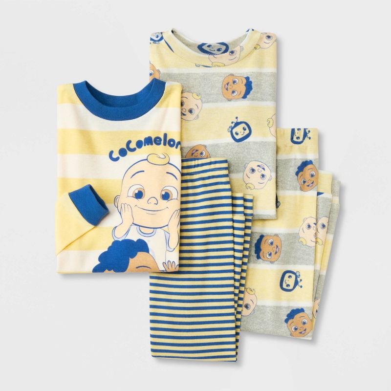 Photo 1 of Toddler Boys' 4pc Cocomelon Striped Snug Fit Pajama Set - Yellow 3T
