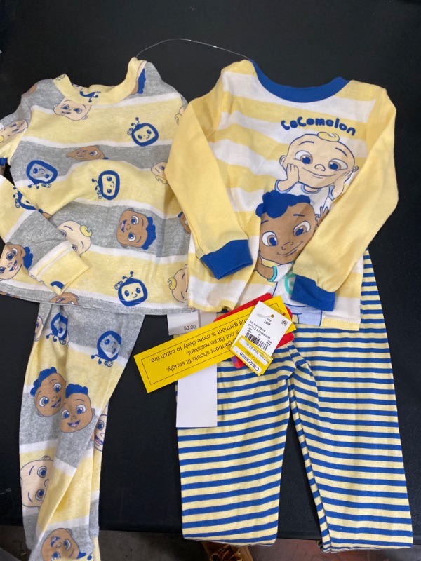Photo 2 of Toddler Boys' 4pc Cocomelon Striped Snug Fit Pajama Set - Yellow 18M
