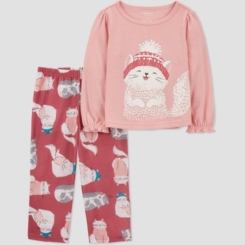 Photo 1 of Carter's Just One You® Toddler Girls' 2pc Cats Long Sleeve Pajama Set - Pink 4T
