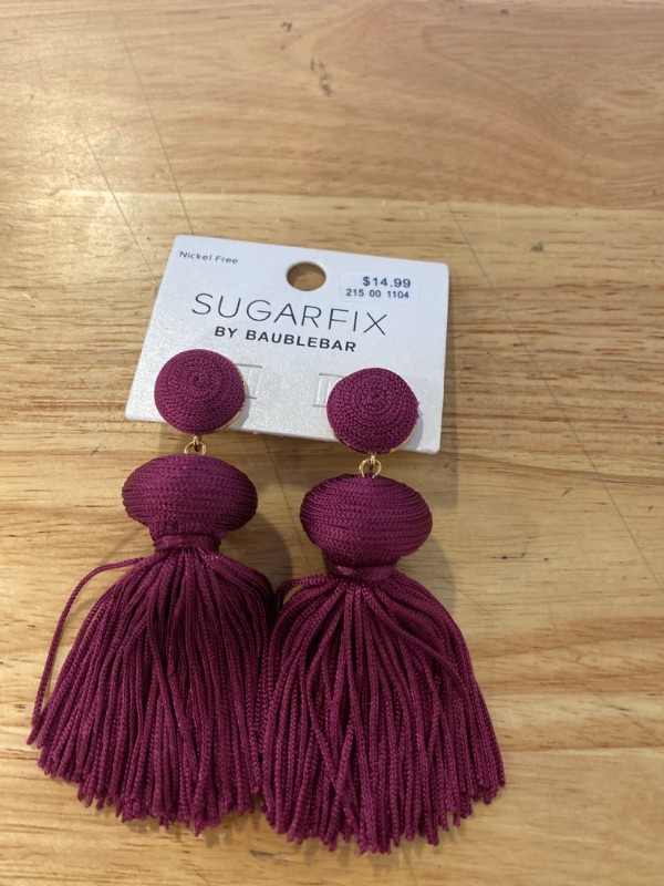 Photo 2 of SUGARFIX by BaubleBar Tassel Statement Earrings - Magenta
