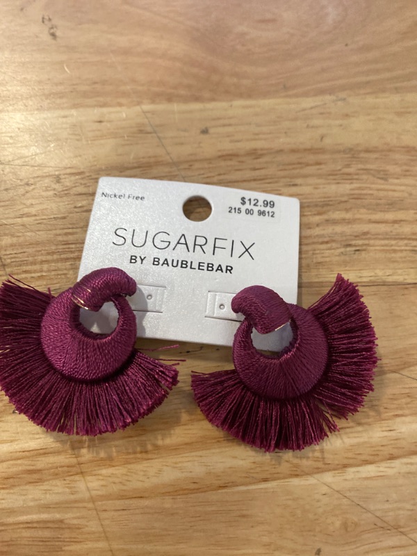 Photo 2 of SUGARFIX by BaubleBar Threaded Statement Earrings - Magenta
