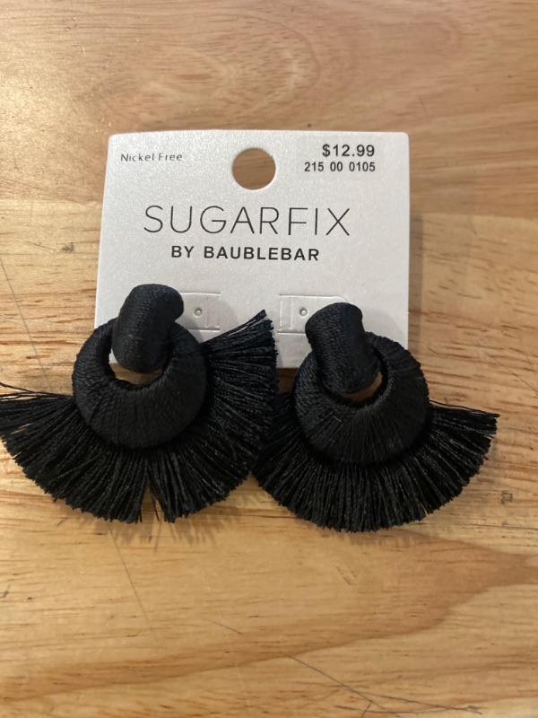 Photo 2 of SUGARFIX by BaubleBar Threaded Statement Earrings - Black
