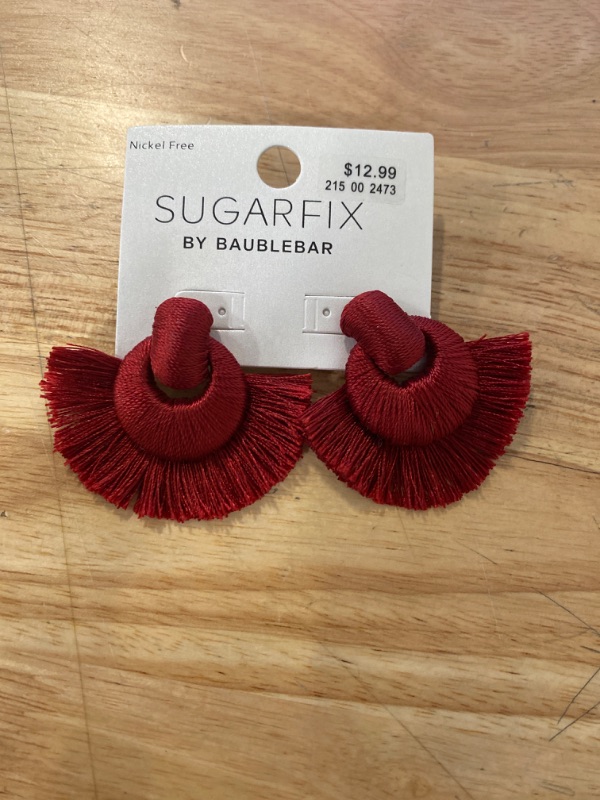 Photo 2 of SUGARFIX by BaubleBar Threaded Statement Earrings - Red

