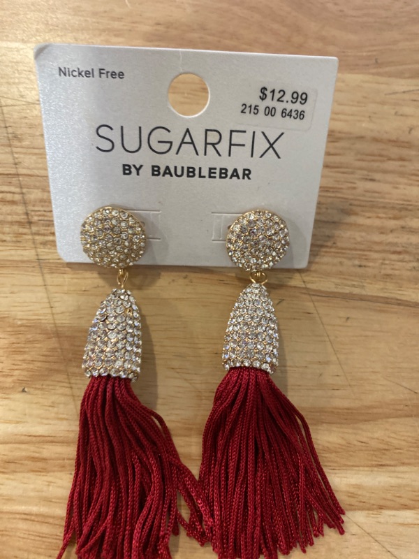 Photo 2 of SUGARFIX by BaubleBar Crystal and Tassel Statement Earrings - Red
