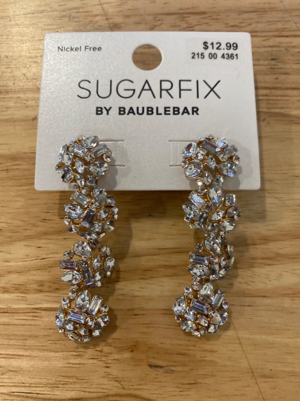 Photo 2 of SUGARFIX by BaubleBar "Crystal Cluster" Statement Drop Earrings - Gold
