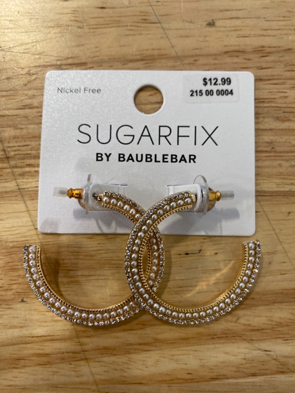 Photo 2 of SUGARFIX by BaubleBar Large Pearl and Crystal Hoop Earrings - Gold
