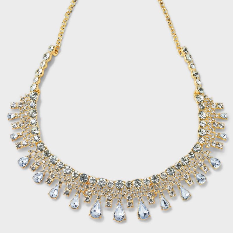 Photo 1 of SUGARFIX by BaubleBar Mixed Stone Crystal Statement Necklace - Gold
