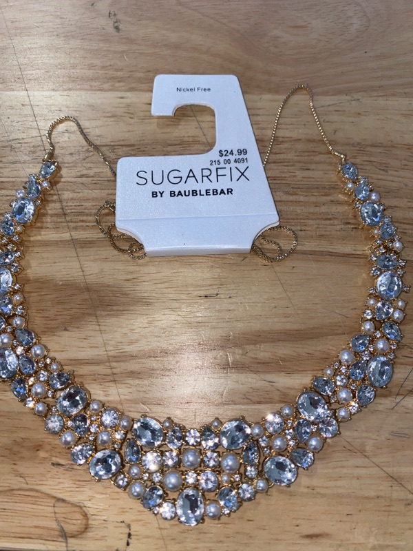 Photo 2 of SUGARFIX by BaubleBar Crystal and Pearl Collar Necklace - Gold
