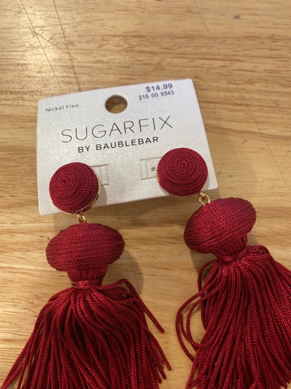 Photo 2 of SUGARFIX by BaubleBar Tassel Statement Earrings - Red
