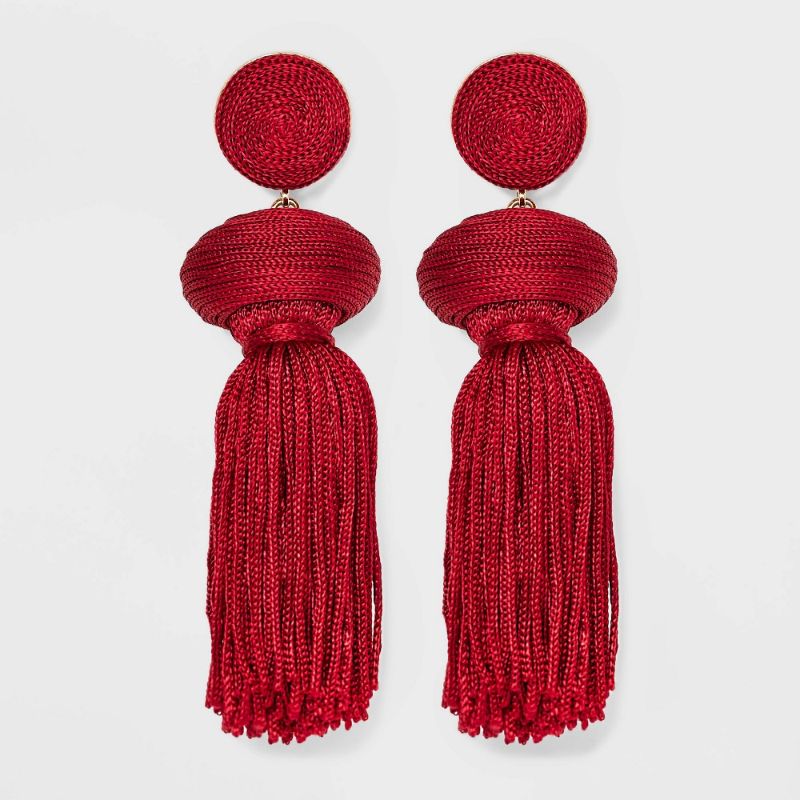 Photo 1 of SUGARFIX by BaubleBar Tassel Statement Earrings - Red
