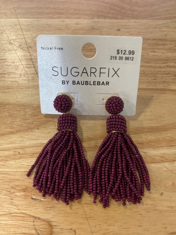 Photo 2 of SUGARFIX by BaubleBar Beaded Tassel Statement Earrings - Magenta
