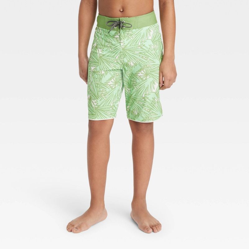 Photo 1 of Boys' Palm Printed Swim Trunks - Art Class™ Green 7
