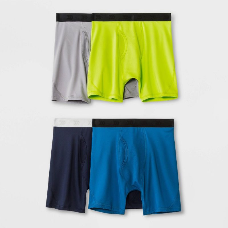 Photo 1 of Boy S Neon Yellow/Blue 4 Pack Active Mesh Boxer Briefs - Small 6/7
