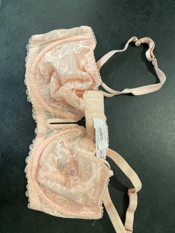 Photo 2 of  Size 34C Auden Unlined Balconette Underwire Bra Pale Pink Lace