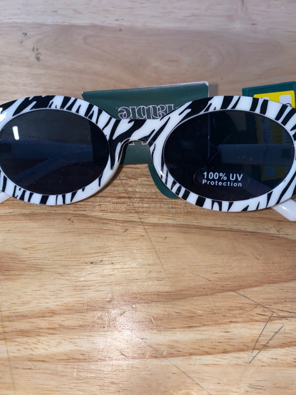 Photo 2 of Zebra Printed Plastic Oval Sunglasses- Wild Fable™ White
