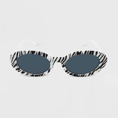 Photo 1 of Zebra Printed Plastic Oval Sunglasses- Wild Fable™ White
