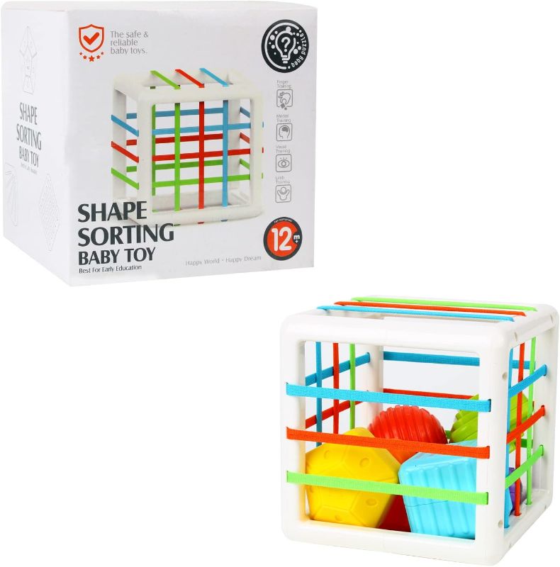 Photo 1 of Andux Sensory Toys Shape Sorter Baby Blocks Colorful Sorting Games Learning Activity for Fine Motor Skills Early Development 18 Months+ CHSSL-01 (All Lines, Cube)
