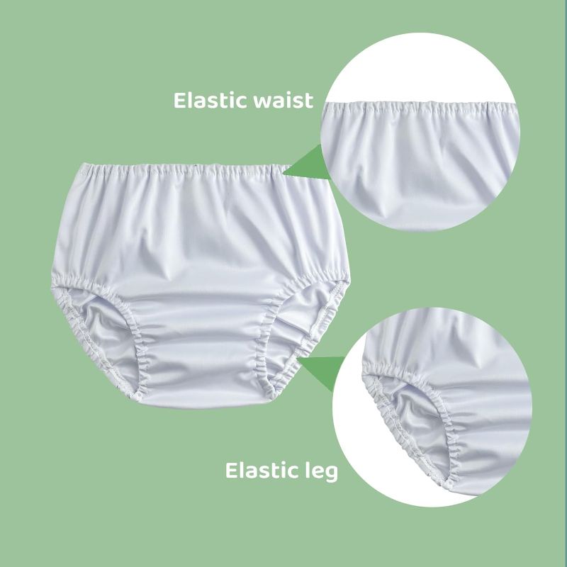 Photo 1 of  Reusable Plastic Diaper Covers for Toddlers Plastic Underwear for Toddlers Premium Plastic Underwear Cover Rubber Pants for Toddlers 4 Packs White 2T