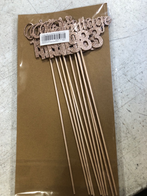 Photo 2 of Gexolenu Vintage 1983, 10 Pack Double-Sided Rose Gold Glitter 40th Birthday Centerpieces for Tables, Number 40 Birthday Table Toppers Party Centerpiece Sticks Party Supplies Vintage 1983 Rose Gold