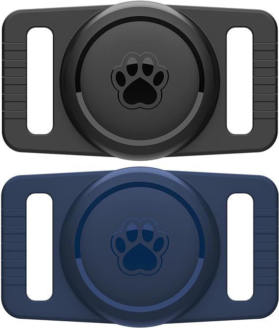 Photo 1 of Airtag Dog Collar Holder 2 Pack,Waterproof cat Collar Holder for Apple AirTag, Silicone Air Tags Case for Cat Dog Collars