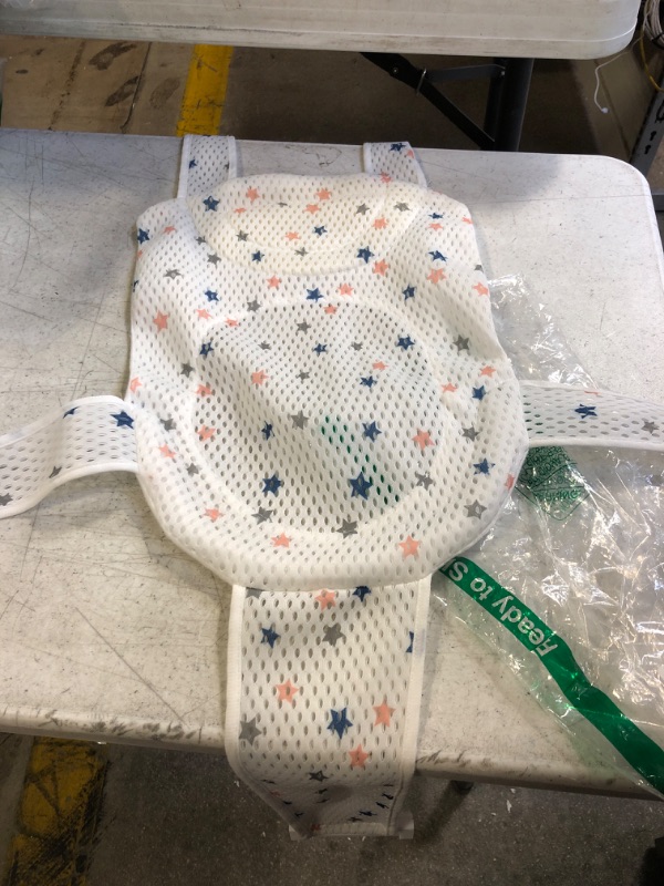 Photo 1 of Breathable Mesh Newborn Baby Bath Mat Baby Tub Pillow Adjustable Non-Slip Bath Seat Pad Bath Cushion for Bathtub for 0-18 Months (Style 2-White(mesh))