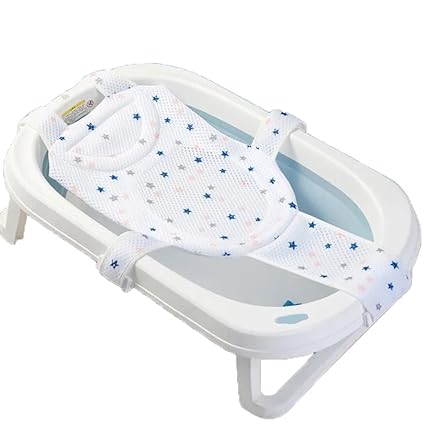 Photo 1 of Breathable Mesh Newborn Baby Bath Mat Baby Tub Pillow Adjustable Non-Slip Bath Seat Pad Bath Cushion for Bathtub for 0-18 Months (Style 2-White(mesh))