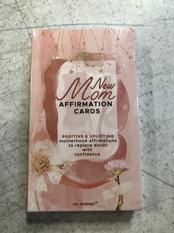 Photo 1 of Hat Acrobat New Mom Affirmation Cards - 40 Uplifting Pregnancy Affirmation Cards and Wooden Card Holder for Giving Practical Postpartum Essentials or New Mom Gift (Affirmations)
