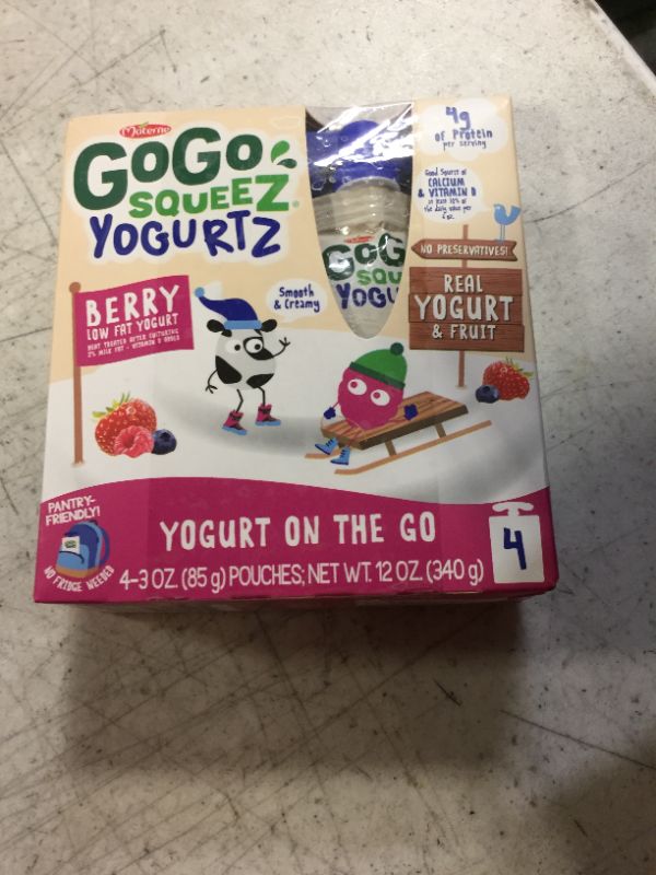 Photo 2 of GoGo Squeez Low Fat Berry Yogurt - 4 pack, 3 oz pouches- BEST BY- 03/14/2024
