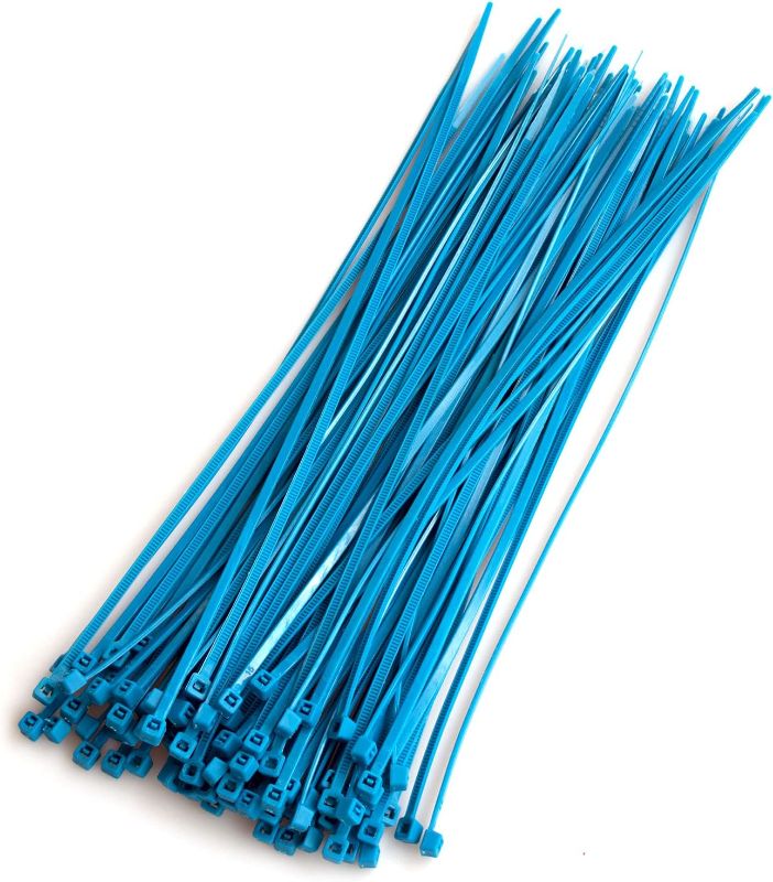 Photo 1 of 200 PCS Cable Zip Ties Blue 8 Inch x 0.1 Inch Width Self Locking Nylon Tie Wraps