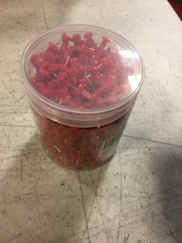 Photo 2 of Clipco Push Pins Jar Red (500-Count)
