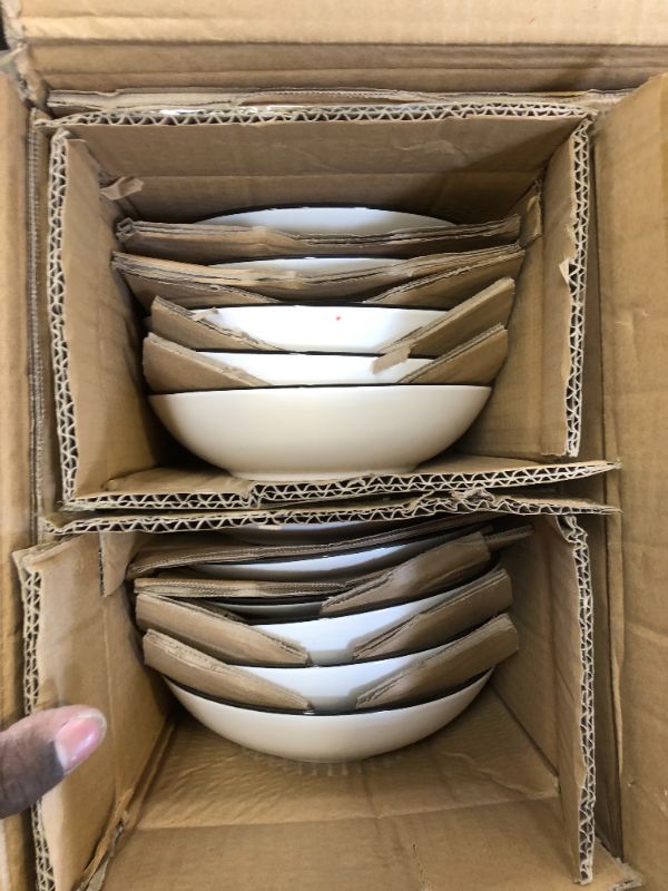 Photo 3 of vancasso Stoneware Dinnerware Set 24 Pieces, Bonbon Beige Dinner Set Handpainted Spirals Pattern Ceramic Combination Set with Dinner Plate/Dessert Plate/Soup Plate/Bowll, Service for 6 Service for 6 (24 pcs) Bonbon-Beige