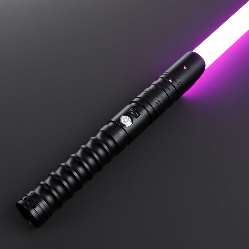 Photo 1 of CVCBSER FX Dueling Lightsaber RGB 16 Colors Changeable Premium Aluminium Alloy Hilt Light Saber with 12 Mode Sound Force Lightsaber Toys (Black)
