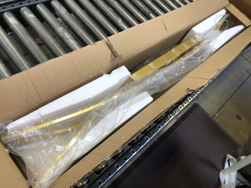 Photo 1 of Matven Modern Chandelier, Linear Pendant Light LED Dimmable Hanging Light Fixture, 3000K-6000K with Remote Control (Gold, 47IN) F 47IN