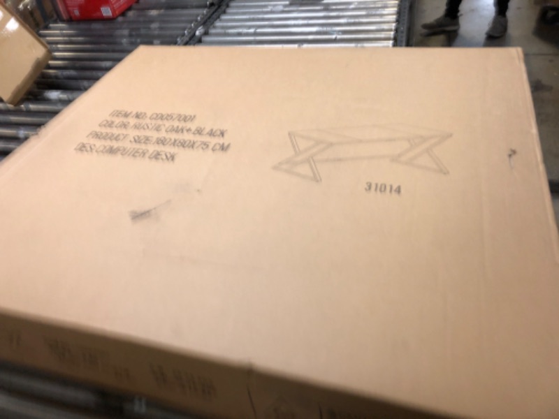 Photo 1 of LVB Rustic Large Computer Desk, Industrial Extra Long Home Office Desk, Wood Pc Writing Work Study Computer Table Desk, Farmhouse Workstation Gaming Executive Desk for 2 Person, Rustic Oak, 70 Inch