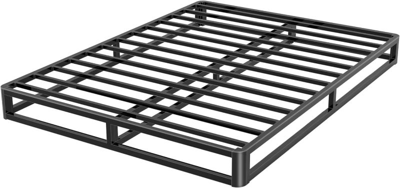 Photo 1 of 6 Inch Queen Bed Frame with Round Corner Edges, Low Profile Queen Metal Platform Bed Frame with Steel Slat Support, No Box Spring Needed/Easy Assembly/Noise Free Mattress Foundation
