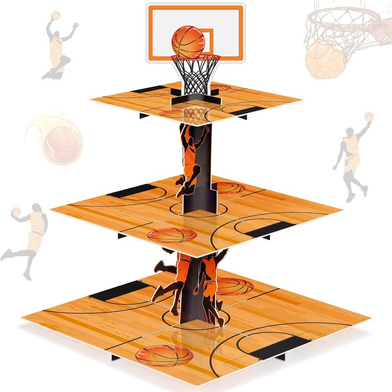 Photo 1 of 3 Tier Basketball Party Decorations Cupcake Stand Basketball Theme Party Favors Cupcake Holder Basketball Sports Theme Cupcake Holder for Teenagers Basketball Sports Birthday Party Supplies Decor
