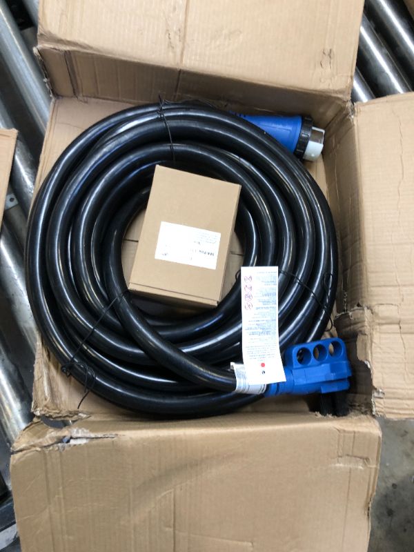 Photo 2 of 50 Amp Generator Cord and Power Inlet Box, 50FT Generator Cords 50 Amp,125V/250V Generator Power Cord NEMA14-50P/SS2-50R Twist Lock Connector 50FT Black+Blue