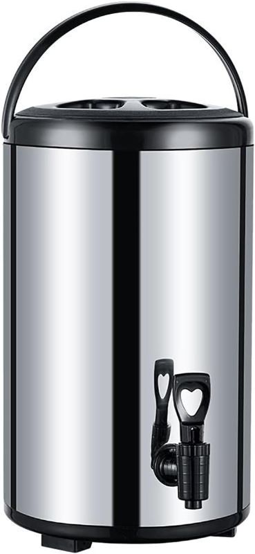 Photo 1 of 12L Stainless Steel Insulated Beverage Dispenser Hot Water Urn Dispenser Hot Drink Dispenser Insulated Thermal Hot and Cold Coffee Drink Dispenser with Spigot for Hot Water Tea Milk Juice,Silver
