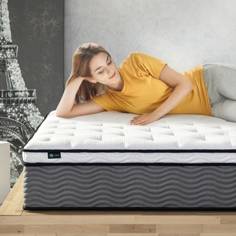 Photo 1 of Zinus 12 Inch True Support Hybrid Mattress [New Version], Fiberglass Free, Firm Feel, Motion Isolation, Certified Safe Foams & Fabric, Bed-in-A-Box, King
