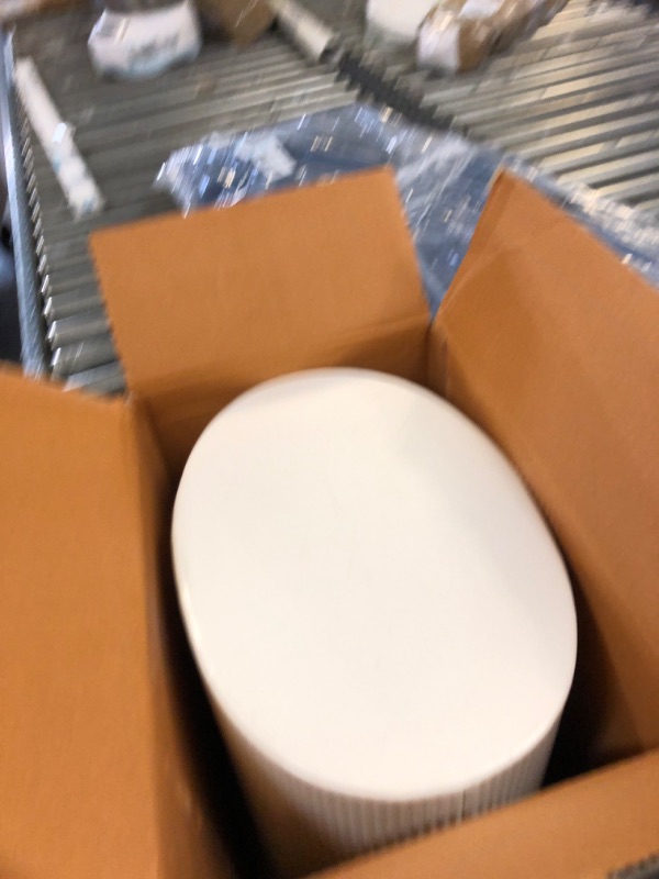 Photo 1 of Creative Co-Op DF2516 Oval Metal Lid Bread Box, Off-White