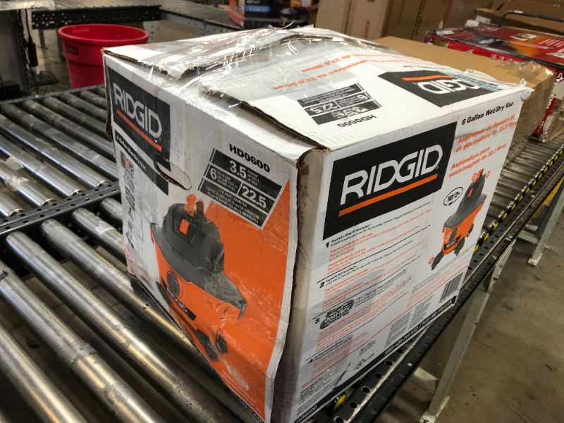 Photo 4 of RIDGID 6 Gallon 3.5 Peak HP NXT Wet/Dry Shop Vacuum with Filter, Locking Hose and Accessories, Oranges/Peaches
