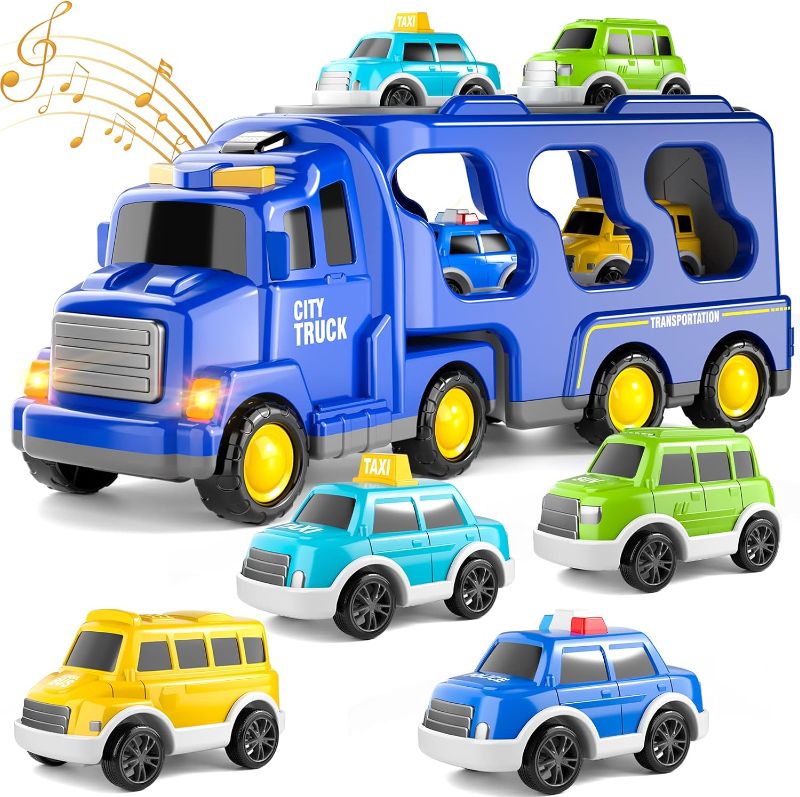 Photo 1 of -FACTORY SEALED- iHaHa Toys Trucks Cars for Boys Toddlers, 5 in 1 City Truck Car Toys for 1 2 3 4 5 Years Old Boys Girls Kids Birthday Gifts, Boy Toys Car Trucks Vehicles Friction Power Toys with Light Sound
