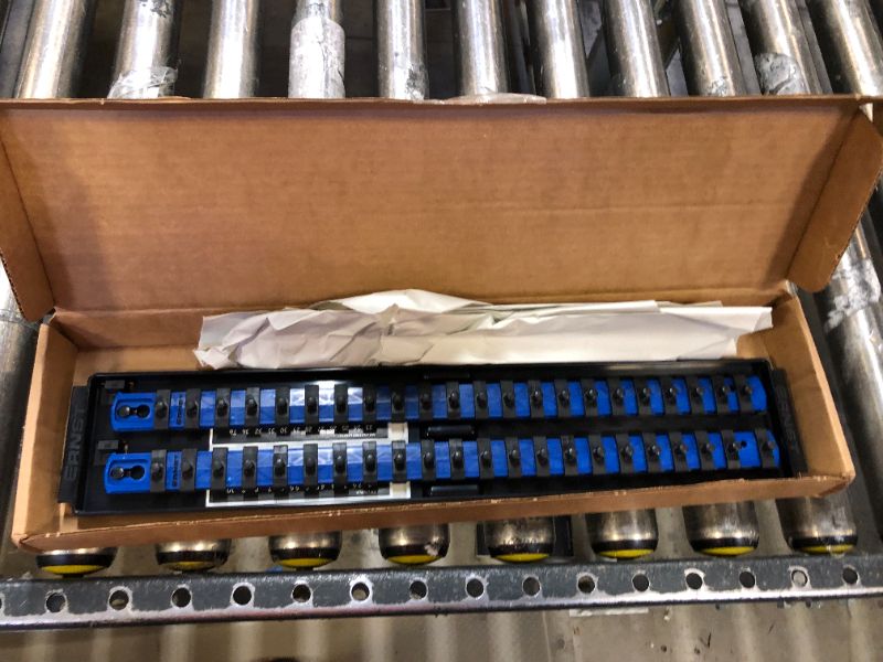 Photo 1 of Ernst Manufacturing 19-Inch Socket Boss 2-Rail 1/4-Inch-Drive Socket Organizer, Blue (8455) 19-INCH 1/4" Blue