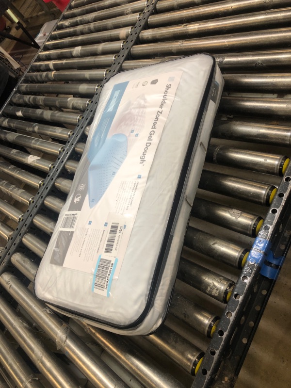 Photo 1 of MALOUF Z Shoulder Zoned Dough Memory Foam Pillow - Gel Infused - Premium Tencel Cover - 5 Year U.S. Warranty - Mid Loft - Queen, Blue