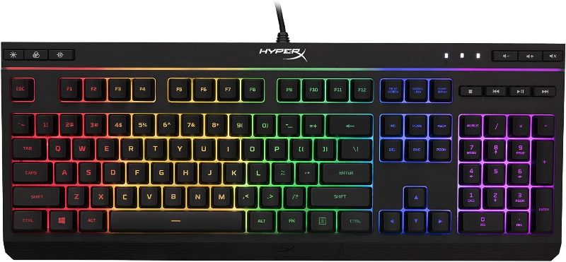 Photo 1 of HyperX Alloy Core RGB – Membrane Gaming Keyboard, Comfortable Quiet Silent Keys with RGB LED Lighting Effects, Spill Resistant, Dedicated Media Keys, Compatible with Windows 10/8.1/8/7 – Black