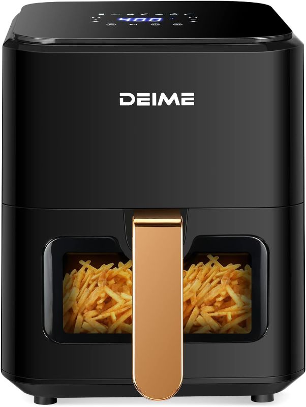 Photo 1 of Air Fryer 4.2 QT Oilless Hot AirFryer 1200W Healthy Cooker Small Oven with 7 Presets, Digital LCD Touch Screen, Visual Cooking Window, Non-Stick Basket, Included Recipe (Black)
